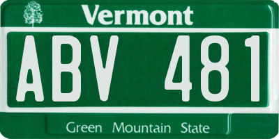 VT license plate ABV481