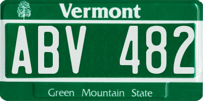 VT license plate ABV482