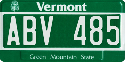 VT license plate ABV485