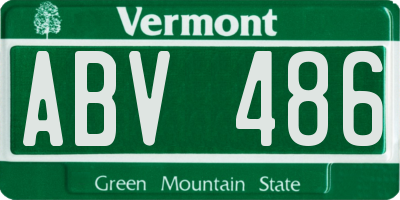 VT license plate ABV486