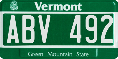 VT license plate ABV492