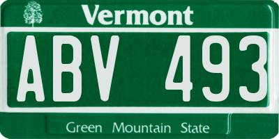 VT license plate ABV493