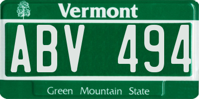 VT license plate ABV494