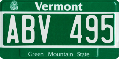 VT license plate ABV495