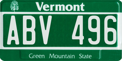 VT license plate ABV496