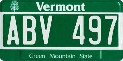 VT license plate ABV497