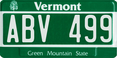 VT license plate ABV499