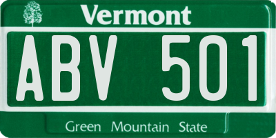 VT license plate ABV501