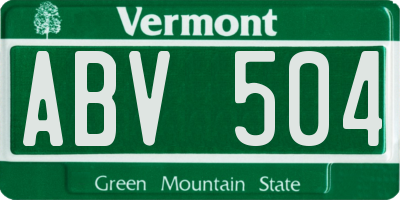 VT license plate ABV504