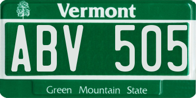 VT license plate ABV505