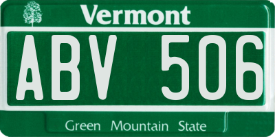 VT license plate ABV506