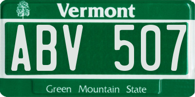 VT license plate ABV507