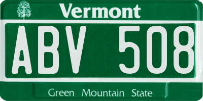 VT license plate ABV508