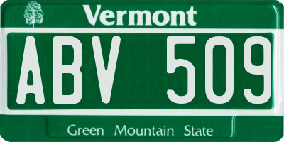 VT license plate ABV509