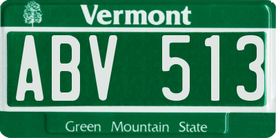 VT license plate ABV513