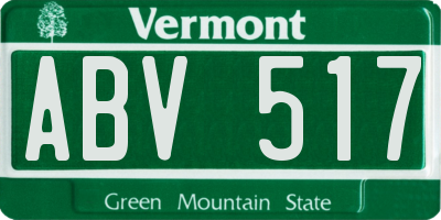 VT license plate ABV517