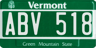 VT license plate ABV518