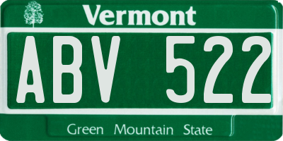 VT license plate ABV522