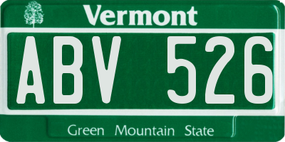 VT license plate ABV526