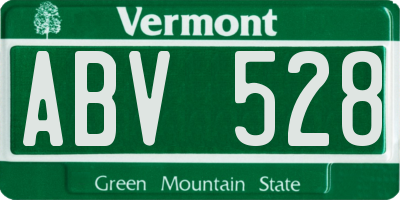 VT license plate ABV528