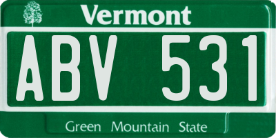 VT license plate ABV531