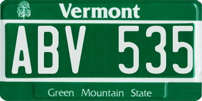 VT license plate ABV535