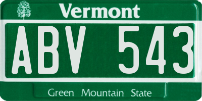 VT license plate ABV543
