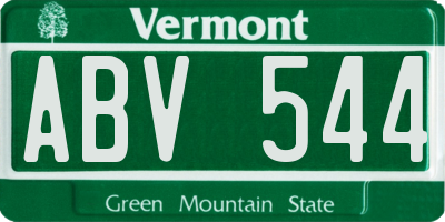 VT license plate ABV544