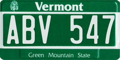 VT license plate ABV547