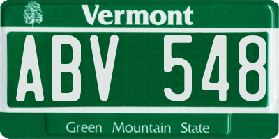 VT license plate ABV548