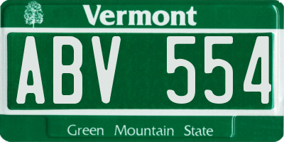 VT license plate ABV554