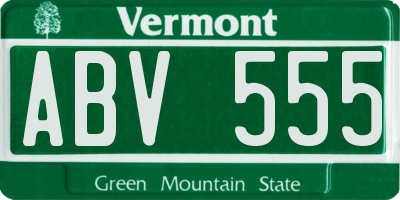 VT license plate ABV555