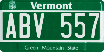 VT license plate ABV557
