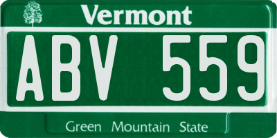 VT license plate ABV559