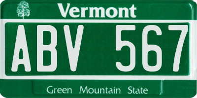 VT license plate ABV567