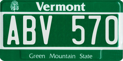 VT license plate ABV570