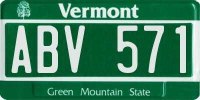 VT license plate ABV571