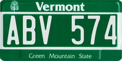 VT license plate ABV574