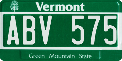 VT license plate ABV575