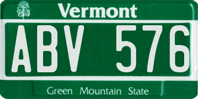 VT license plate ABV576