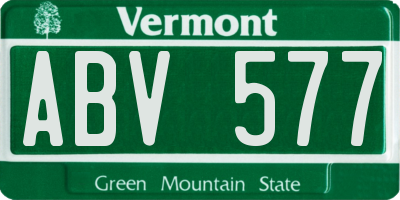 VT license plate ABV577