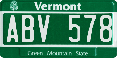 VT license plate ABV578