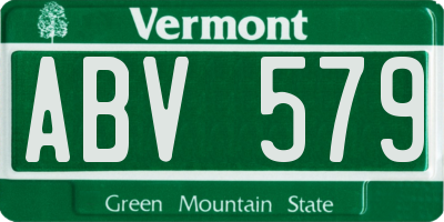 VT license plate ABV579