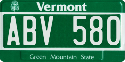 VT license plate ABV580