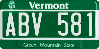 VT license plate ABV581