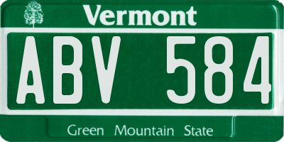 VT license plate ABV584