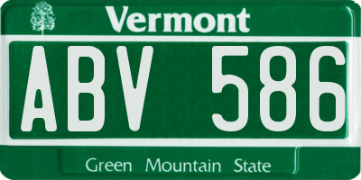 VT license plate ABV586