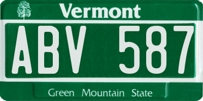 VT license plate ABV587