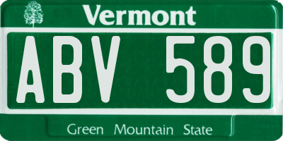 VT license plate ABV589