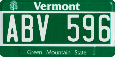 VT license plate ABV596